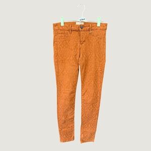 Bishop OF SEVENTH Anthropologie Skinny Pants Women 28 Brown Damask Print USA